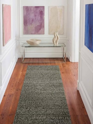 Ted Baker Portobello Alfombra de Pelo Corto - Suave bouclé, Tejida a Mano y Suave, Aspecto de Lana, mullida para salón, Dormitorio, Comedor, Pasillo, Verde, 80 x 200 cm