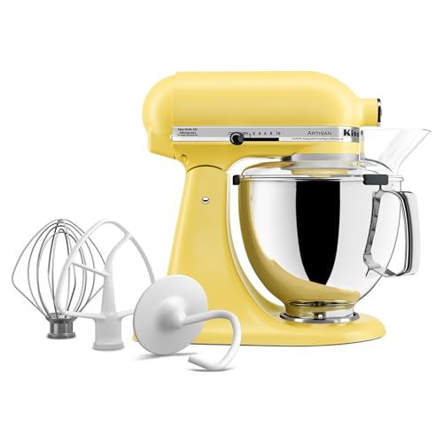 Image of KitchenAid Artisan Series 5 Quart Tilt-Head Stand Mixer with Pouring Shield, KSM150PS, Butter