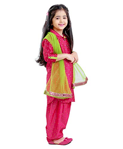 White Button Girl's Silk Blend Patiala Suit