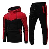 Herren Jogginganzug Trainingsanzug , Männer Sportanzug Fitness Streetwear Hoodie Sporthose , Men Gym Sportbekleidung Kapuzenpullover Fitnessanzug , Mode Farbblock Beiläufig Sportheim Jogginghose Set
