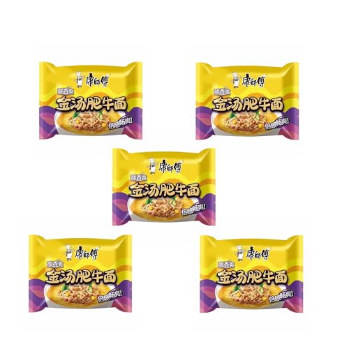YIJIA Variedad de sabores Instant Noodle Tallarines - Ramen Fideos Instantáneos - Sabor Ternera Grasa Pack 5