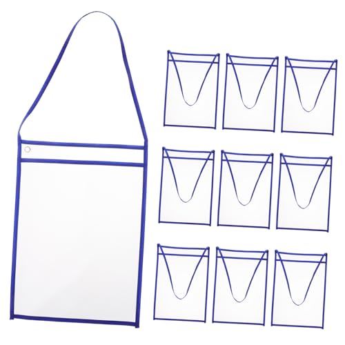 Zynphancer 10個 可擦写 透明ファイルポケット ? 学校 オフィス用 軽量 吊り下げ式 省スペース ドキュメントオーガナイザー (35.50X25.50X0.10CM,青)