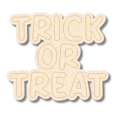 Unfinished Wood Etched Trick or Treat Shape | Paint by Line Crafts | up to 30' DIY 5' / 1/8'
