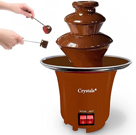 3 Tier Stainless Steel Electric Chocolate Warmer Dip Fountain Party Fondue by Crystals® (Brown Chocolate Fountain)