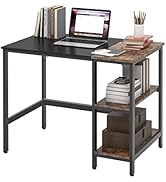 SogesPower Computer Desk,39.3inches Modern Laptop Table with 2 Tiers Storage Bookshelf,Office Stu...