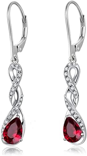 Women Drop Earrings,925 Sterling Silver Infinity Leverback Dangle & Drop Earrings with AAA Cubic Zirconia