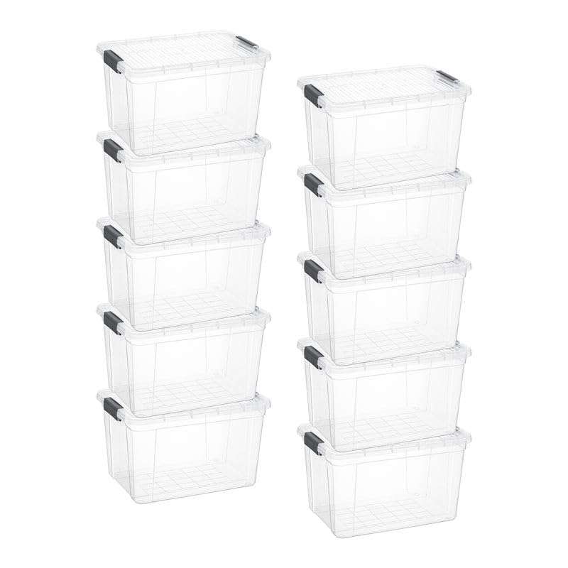 Image of Superio 14.7 Quart Clear Plastic Storage Boxes with Lids, Stackable Organizer Containers, BPA-Free Storage Bins for Home, Office, School & Dorm, 10 Pack