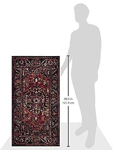 SAFAVIEH Vintage Hamadan Collection Accent Rug - 2'3" x 4', Red & Multi, Oriental Persian Design, Non-Shedding & Easy Care, Ideal for High Traffic Areas in Entryway, Living Room, Bedroom (VTH215A)