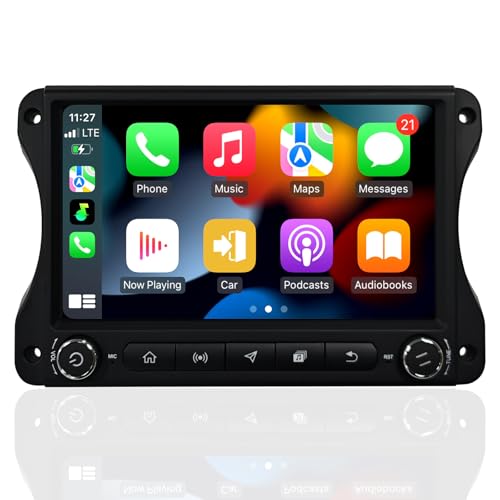 Car Radio for Jeep Wrangler JL & Gladiator JT 2018 2019 2020 2021 2022 Stereo Replacement Carplay Upgrade Head Unit Touch Screen Tesla Style Android Auto GPS Navigation SWC WiFi Blutooth