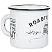 Mugsy I Emaille Tasse Roadtripping Let's Go mit Campervan, Camping Tasse mit Spruch, leicht und bruchfest I 330ml (Weiß)