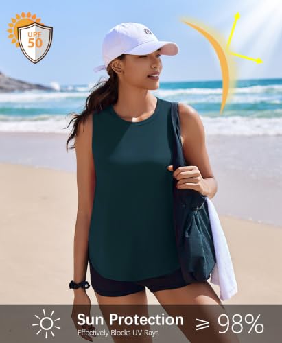 Image of PINSPARK Workout Tank Tops Woman Ice Silk UPF 50+ Athletic Yoga Shirts