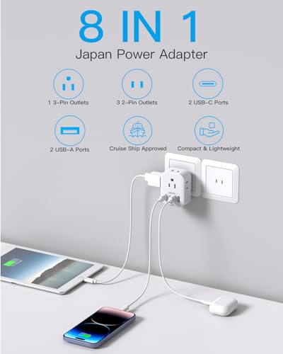 Image of US to Japan Plug Adapter, HANYCONY Japan Outlet Adapter for Travel 2 Pack