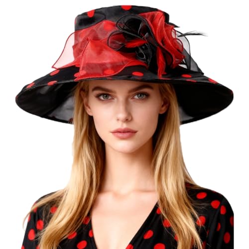 Organza Tea Party Dress Dots Fascinator Hat – Elegant Wide