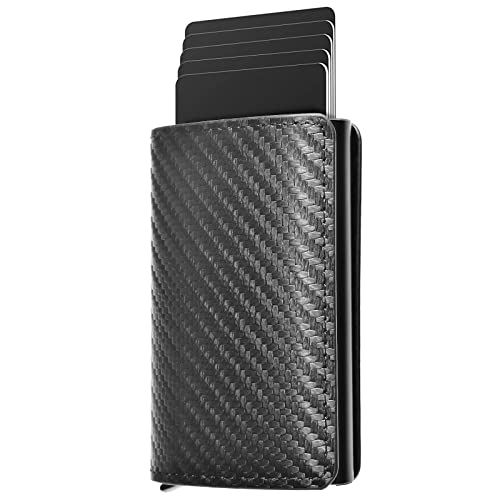 Porte-Cartes de Crédit Homme Portefeuille - PU Cuir Porte-Monnaie Blocage RFID/NFC Protection sans Contact Boîte en Aluminium en Métal, Noir Cover