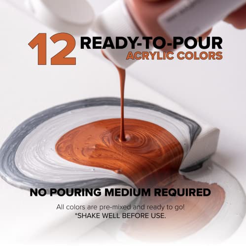 GenCrafts Acrylic Pouring Paint Set of 12 Metallic Colors