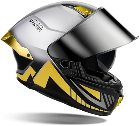 OutdoorMaster Full Face Dual Visor Adult Motorcycle Helmet for Motorbike Street Bike with Pinlock Ready DOT Approved