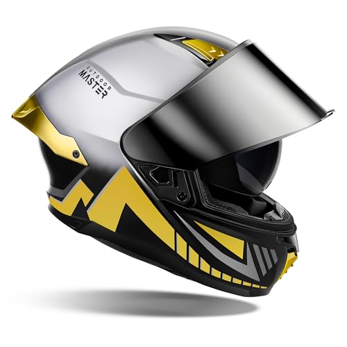 OutdoorMaster Full Face Dual Visor Adult Motorcycle Helmet for Motorbike Street Bike with Pinlock Ready DOT Approved