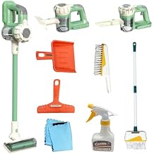 Kids Vacuum that Really Works 9Pcs Aged 3+ Kids Cleaning Set for Toddlers Toy Cleaner Broom and Dustpan Set Scrub Brushes Baby Boy Girl Gifts 950Green