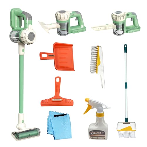 BAYMI Kids Vacuum that Really Works 9Pcs Aged 3+ Kids Cleaning Set for Toddlers Toy Cleaner Broom and Dustpan Set Scrub Brushes Baby Boy Girl Gifts ( 950Green) by BAYMI - Used condition - US$20.13