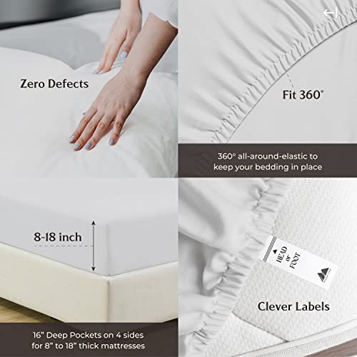 Mayfair Linen High Thread Count Best Bed Sheets 100% Egyptian Cotton Sheets Set - Silver Long-Staple Cotton Queen Sheet For Bed, Fits Mattress Upto 16'' Deep Pocket, Soft & Silky Sateen Weave Sheets #TOP5