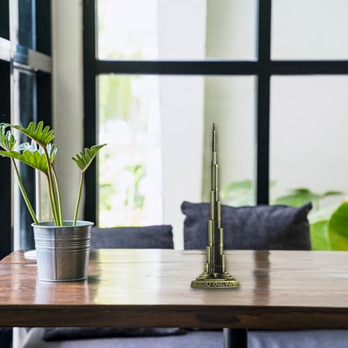 Image of Dubai Burj Khalifa Tower Miniature, Dubai City Landmark, Souvenir, Model, Replica, Monuments, Decorative Showpiece for Home, Antique Finish (22cm) (S3)