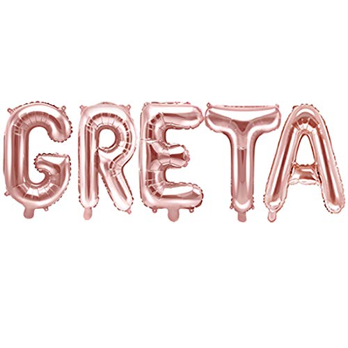 Palloncino Foil Mylar Rosa Gold Scritta Nome Greta 35 Cm