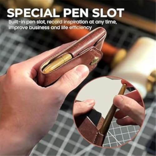 Vintage Handmade Leather Wallet, Leathers Business Card Holder Compact Wallet, Leather Card Wallets, Multifunctional Compact Wallet with Pen Slot, Holds 4-8 Cards + Cash (1pc)3