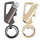 2 Pack Permanent Match Infinity Lighter with Multitool Keychain Bottle Opener, Reusable Waterproof Match Strike Anywhere, Forever Flint Fire Starter for Outdoor Survival, Great Gift (Black+Gold)