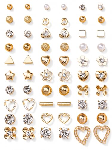 Image of Shining Diva Fashion 30 Pairs Combo Set Stylish Crystal Pearl Earrings for Women and Girls