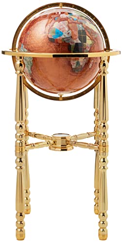 Unique Art 36-Inch Tall Amberlite Pearl Swirl Ocean Floor Standing Gemstone World Globe With 4 Leg Gold Stand #TOP1