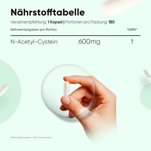 N-Acetylcystein Kapseln von Weightworld – 180 vegane Kapseln mit 600 mg
