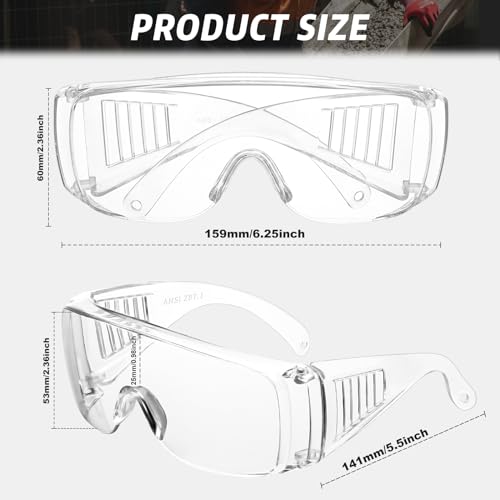 Salfboy 12 Pack Safety Glasses Over Eyeglasses with Anti-Fog and Scratch Resistant ANSI Z87.1 Eye Protection for Lab Goggles Nurses Workers Architect - Thumbnail 5