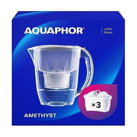AQUAPHOR Amethyst Water Filter Jug with 3 Cartridges Cover