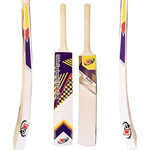 Ce Tape Teniis Ball Cricket Bat Painted Wood Reflex Light Weight 1 Lb 12 Ozs White Curved Wooden Bat (Short Handle, Reflex - Painted Wood) #TOP2