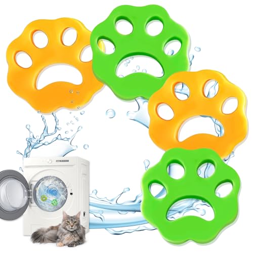 L&W Luck 4 Piezas Atrapa Pelos Lavadora Mascotas, Almohadilla Atrapa Pelo, Adecuado para Eliminar el Pelo de Perro Y Gato de Las Lavadoras (Estilo 1)