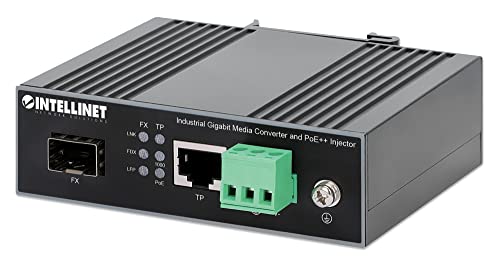 Intellinet Industrial Media Converter PoE++ 90W, RJ45 a SFP, IP30 | Convertidor de medios gigabit RJ45 a SFP con 90W IEEE 802.3bt PoE++, carcasa IP30 para riel DIN, protección contra sobretensiones de 6 kV miniatura 2