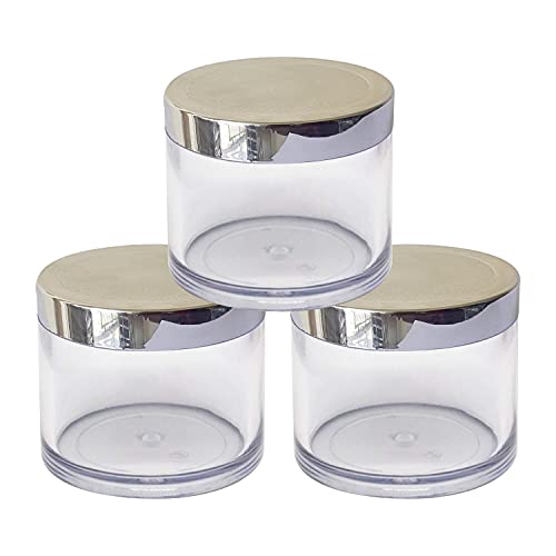 Image of Zenvista Empty Acrylic Jars - Small Containers for Cosmetics, Lip Balm - Transparent With Silver Cap - 100 gm (Pack of 3)