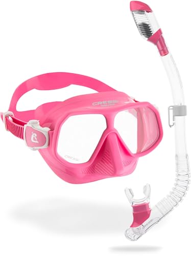 Cressi Rombo & Mini Dry Mask & Snorkel Kits, Rosa/Claro