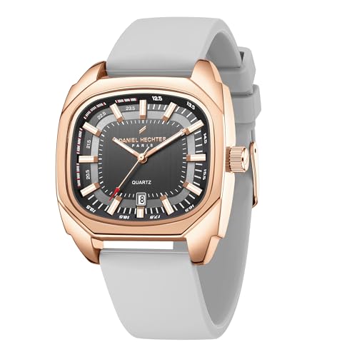 Image of Daniel Hechter Paris Marie Collection Analog Watch for Men with Square Dial, Date Display, Quartz Movement & Silicone Strap