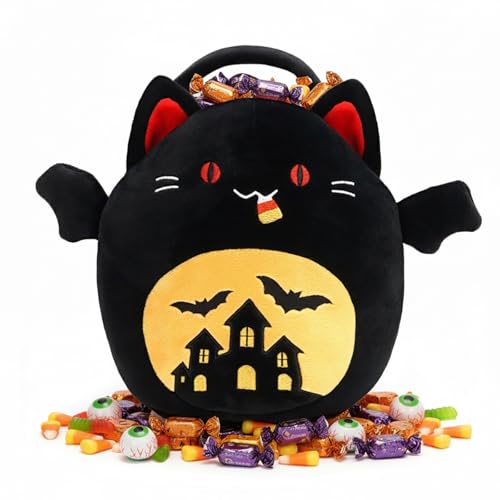 Halloween Basket Bat Cat Plush Toy, Bat Stuffed Animal Trick Or T...