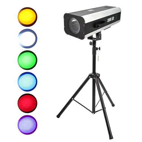 330w Follow Spotlight for Stage, 6 Color Adjustable Aperture and Zoom, with Tripod Mount, Suitable for Wedding and Concert DJ Stage Lighting