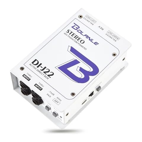 Bolanle J22 Professional Stereo DI Box/Splitter XLR 1/4 inch, Dual Channel Direct Box for Sound System, Subwoofer, Karaoke Speaker, Guitar, Keyboard, Bass Cover