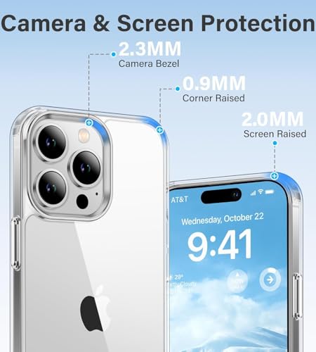 Image of DIZORO Crystal Clear Compatible with iPhone 14 Pro Case with Anti-Yellow Anti-Scratch Shockproof Transparent Cover