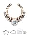 Rose Gold Plated Helios with Gems 5/16"Hoop Non-Piercing Fake Septum Hanger 524RC