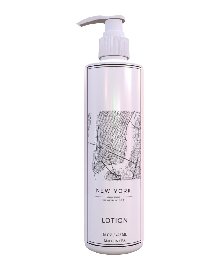 New York Map Lotion Light Green Tea Lemon Scent 12 Pack 16 oz Pump Bottle Urban Bathroom Decor