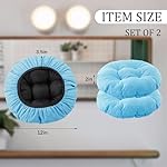 Bar Stool Covers Set of 2, Stool Covers Round with Elastic Band Pad, Soft Stool Seat Covers, Nonslip and Washable, 12 Inch, Light Blue - Image 2