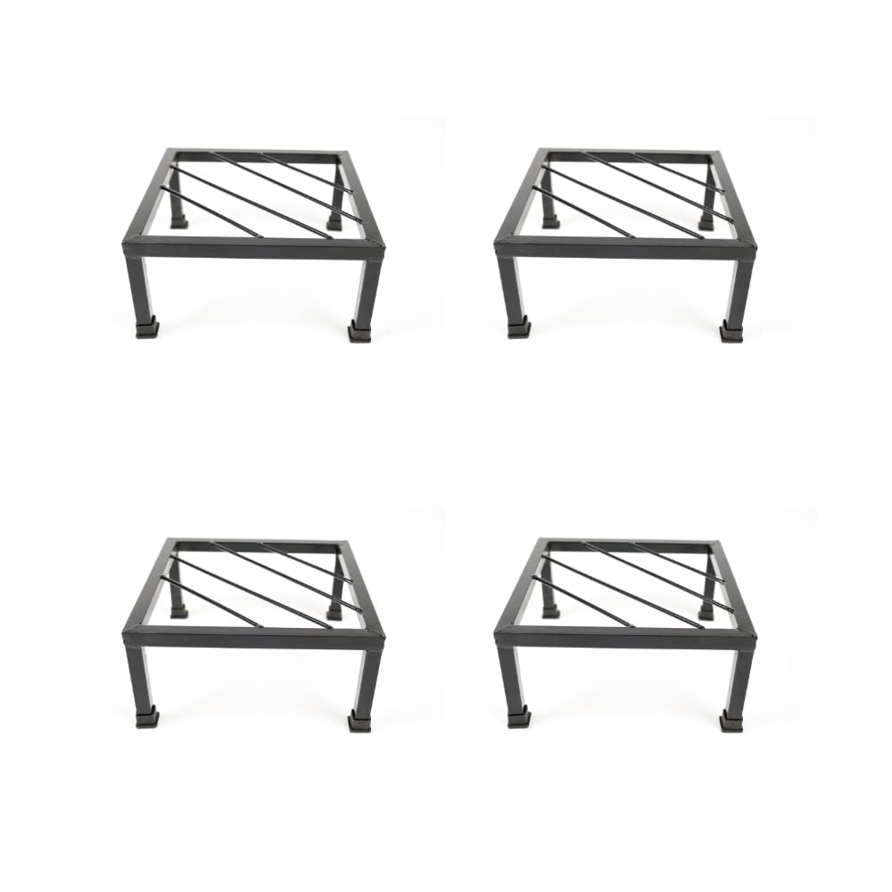 NAYRA Metal Planters Square Shape Thick and Strong Leg |Black Stand Stylish Gamla Planters Perfect Stand For Planter indoor and Outdoor (24 CM Stand) Set of 4