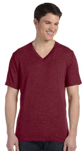 BELLA+CANVAS 3415 Unisex Triblend Short Sleeve V-Neck Tee - Maroon Triblend44; Extra Large
