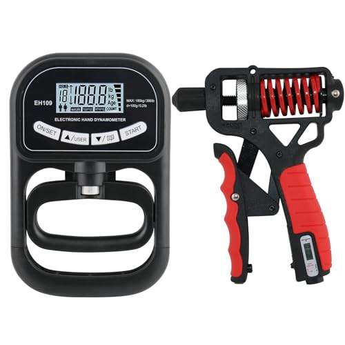 Captain Grip Strength Tester and Trainer Set – Electronic Hand Dynamometer (400lbs/180kg) & Adjustable Resistance Grip?Electronic Counting Grip