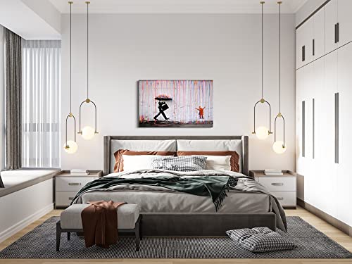 Banksy Graffiti Canvas Wall Art Framed Colorful Rain Graffiti Poster Prints Street Graffiti Art Wall Decor Banksy Picture Artwork Colorful Painting For Bedroom Living Room Decoration - 12X18 Inch #TOP5